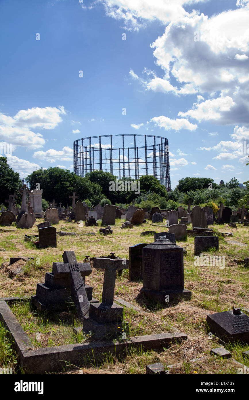 Kensal Green Cemetery and Gas Holder on Harrow Road in West London UK Stock Photo Alamy