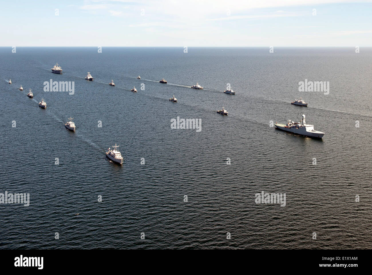 Baltic Sea. 9th June 2014. Navy warships from various nations in the Baltic Region and the US 6th Fleet command ship USS Mount Whitney is underway in formation during exercise Baltic Operations June 9, 2014 in the Baltic Sea. Credit:  Planetpix/Alamy Live News Stock Photo