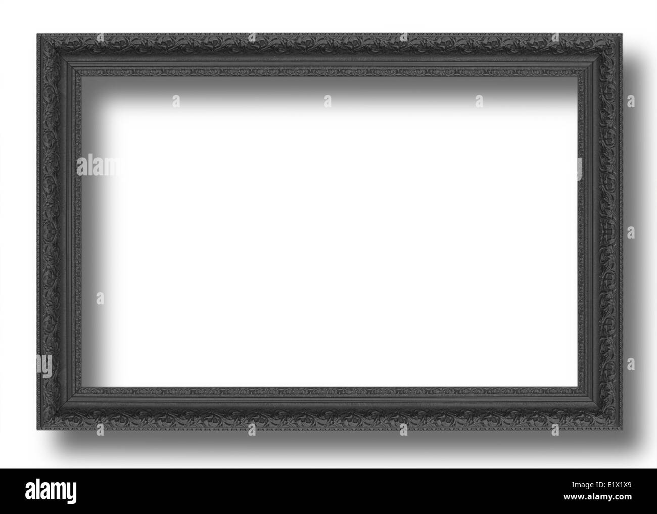 Black wood picture frame Isolated on white background Stock Photo - Alamy