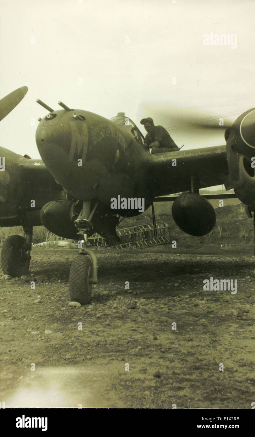 P-38J 'SCREWY LOUIE' assigned to LT Louis Schriber of the 80th Fighter Squadron 'Headhunters,' 8th FG. Stock Photo