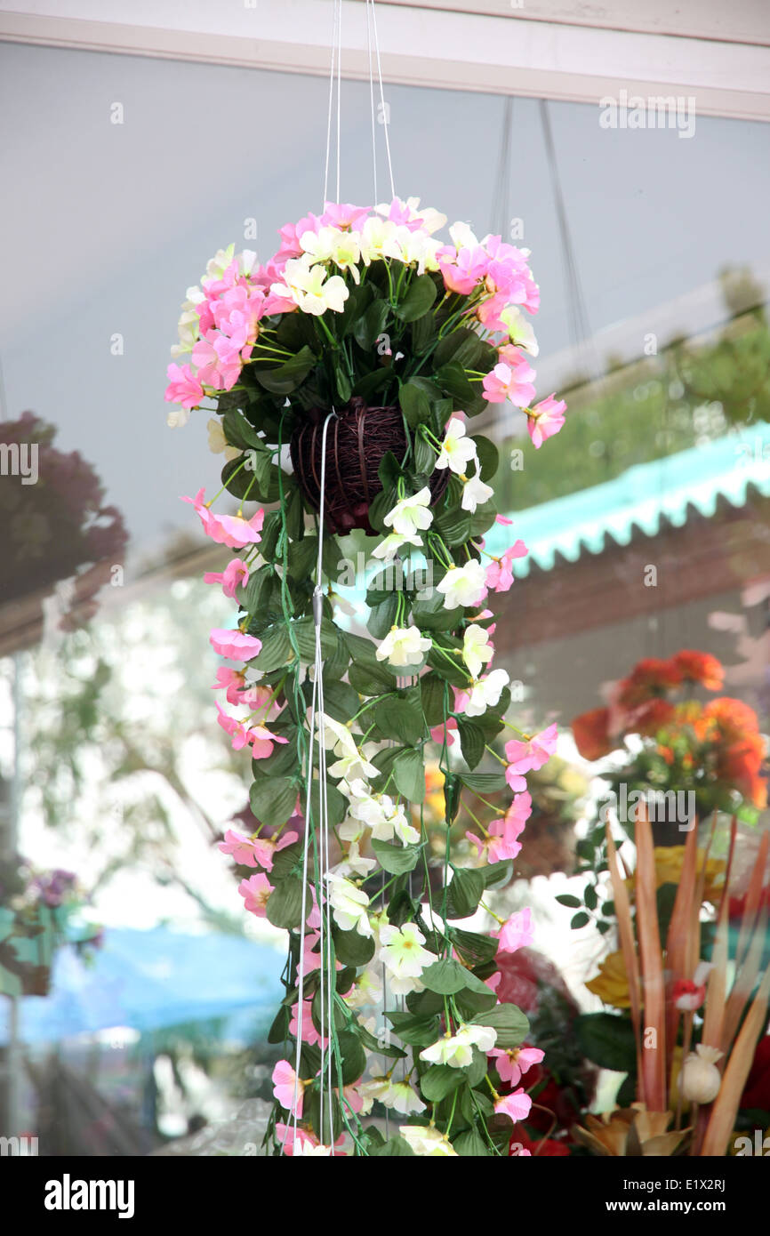 White and Pink Artificial flowers colorful for the background Stock