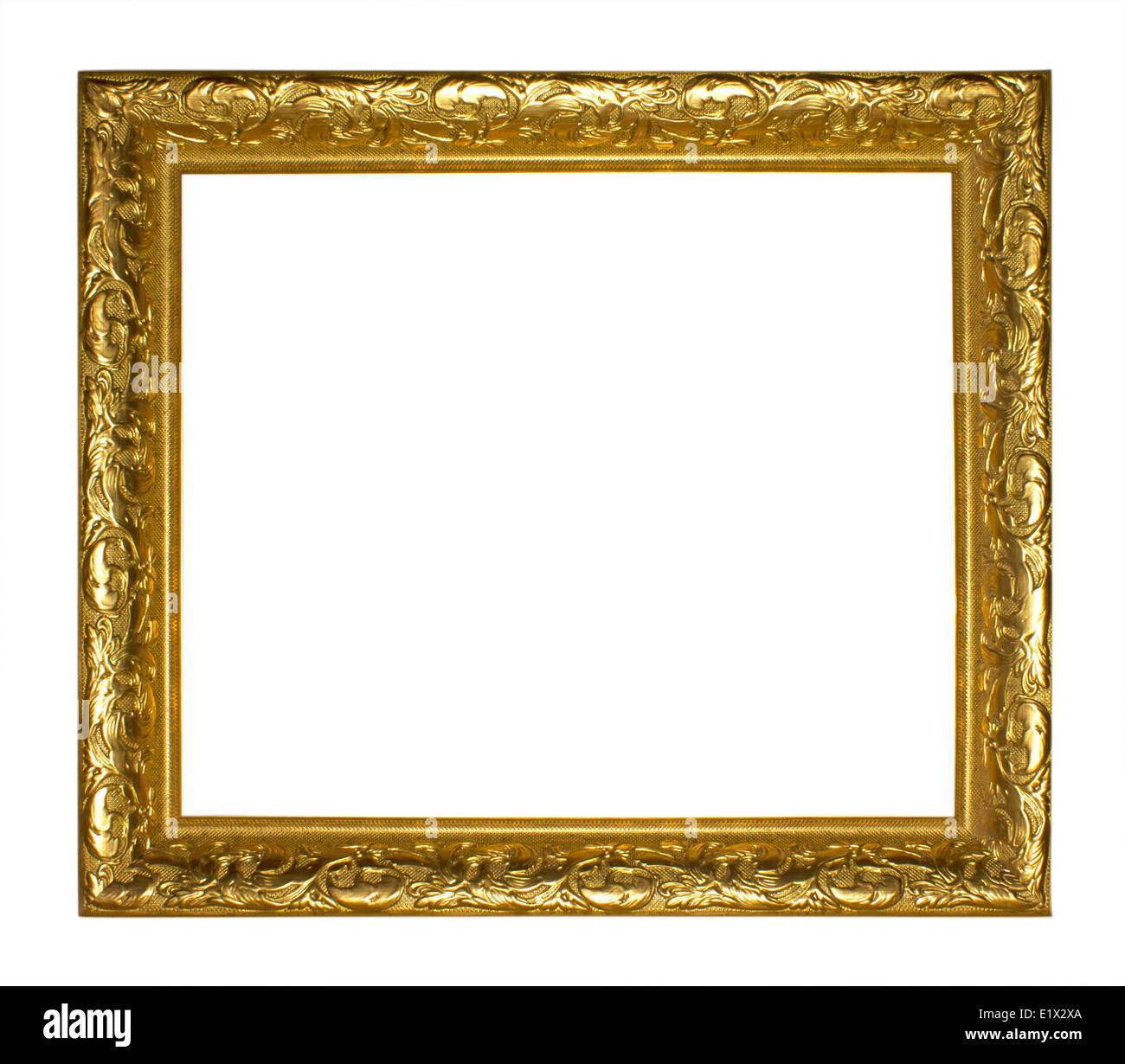 Golden wood picture frame Isolated on white background Stock Photo - Alamy