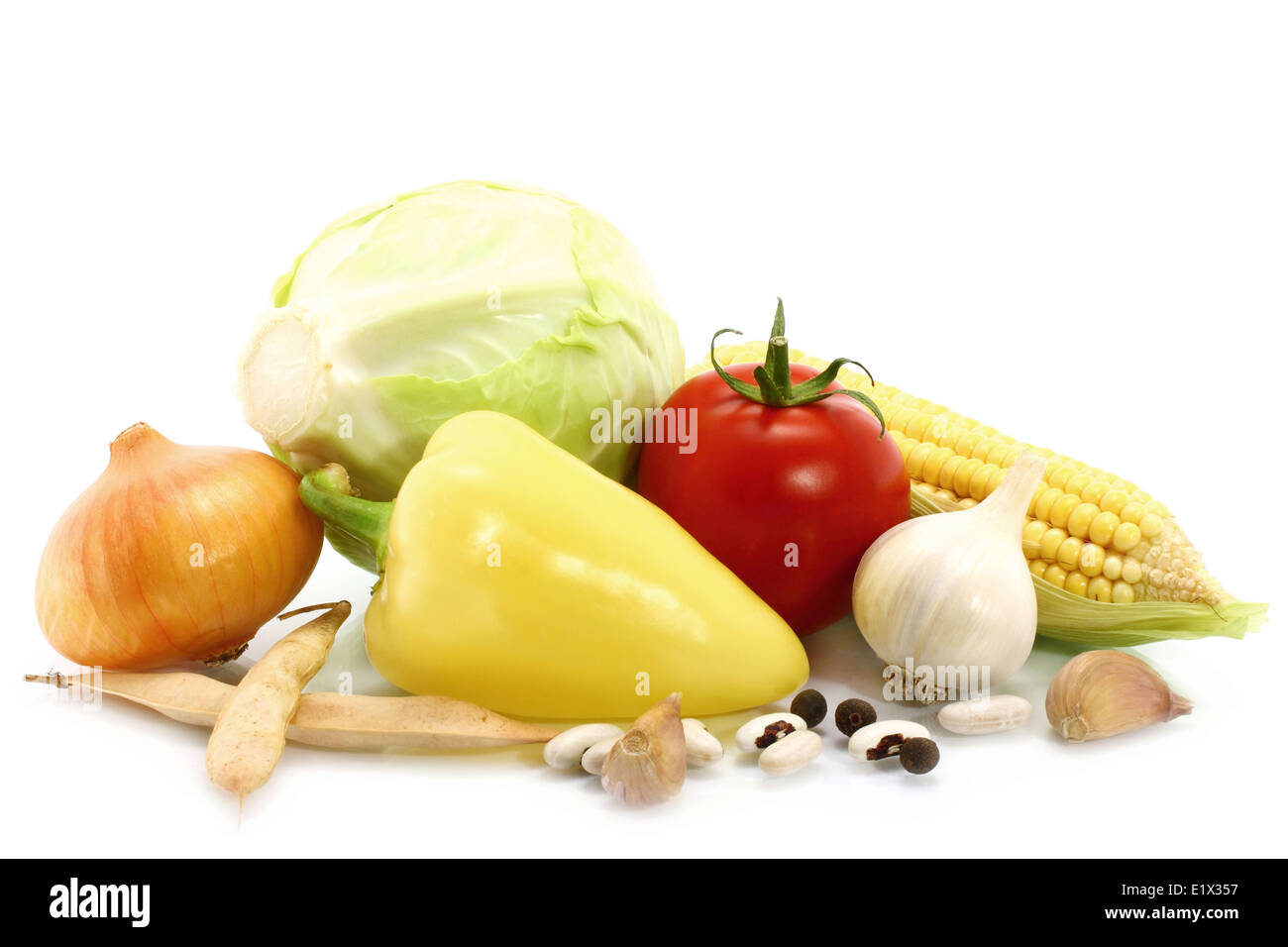 Fresh vegetables on a white background Stock Photo - Alamy