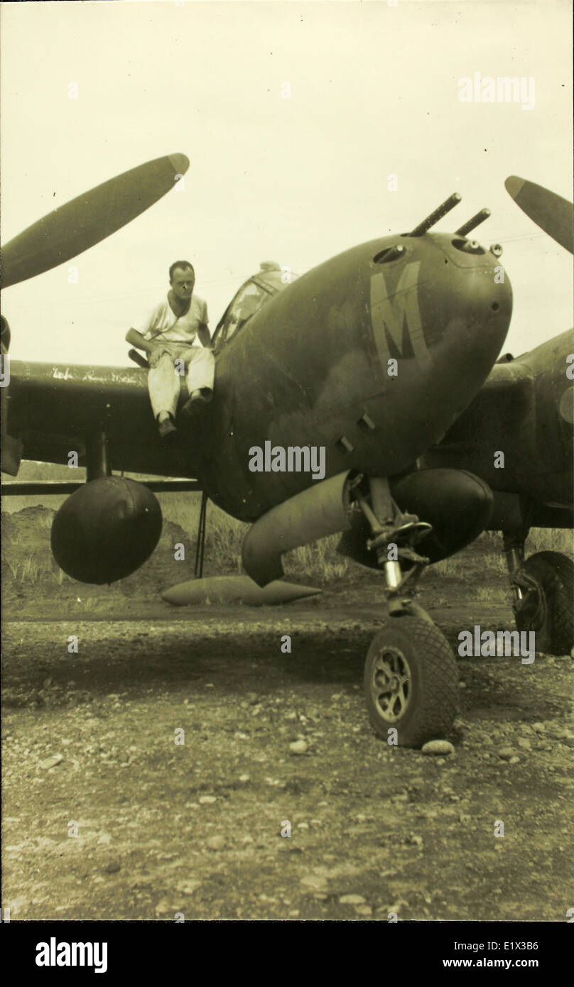 P-38J 'SCREWY LOUIE' assigned to LT Louis Schriber of the 80th Fighter Squadron 'Headhunters,' 8th FG. Stock Photo
