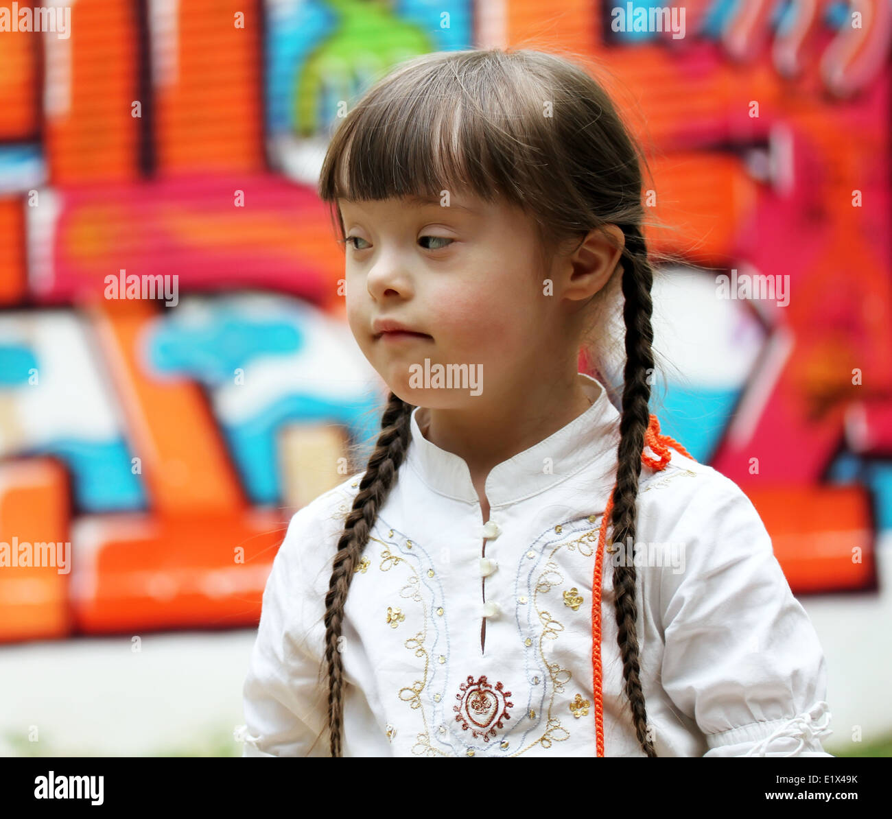 Portrait of beautiful young girl on the playground Stock Photo - Alamy