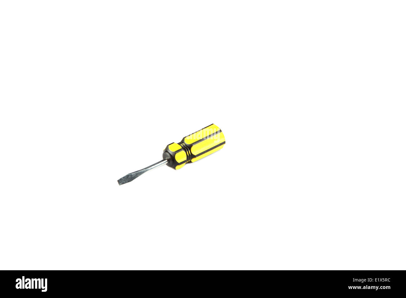 Yellow tool of screwdriver isolated on white background. Stock Photo