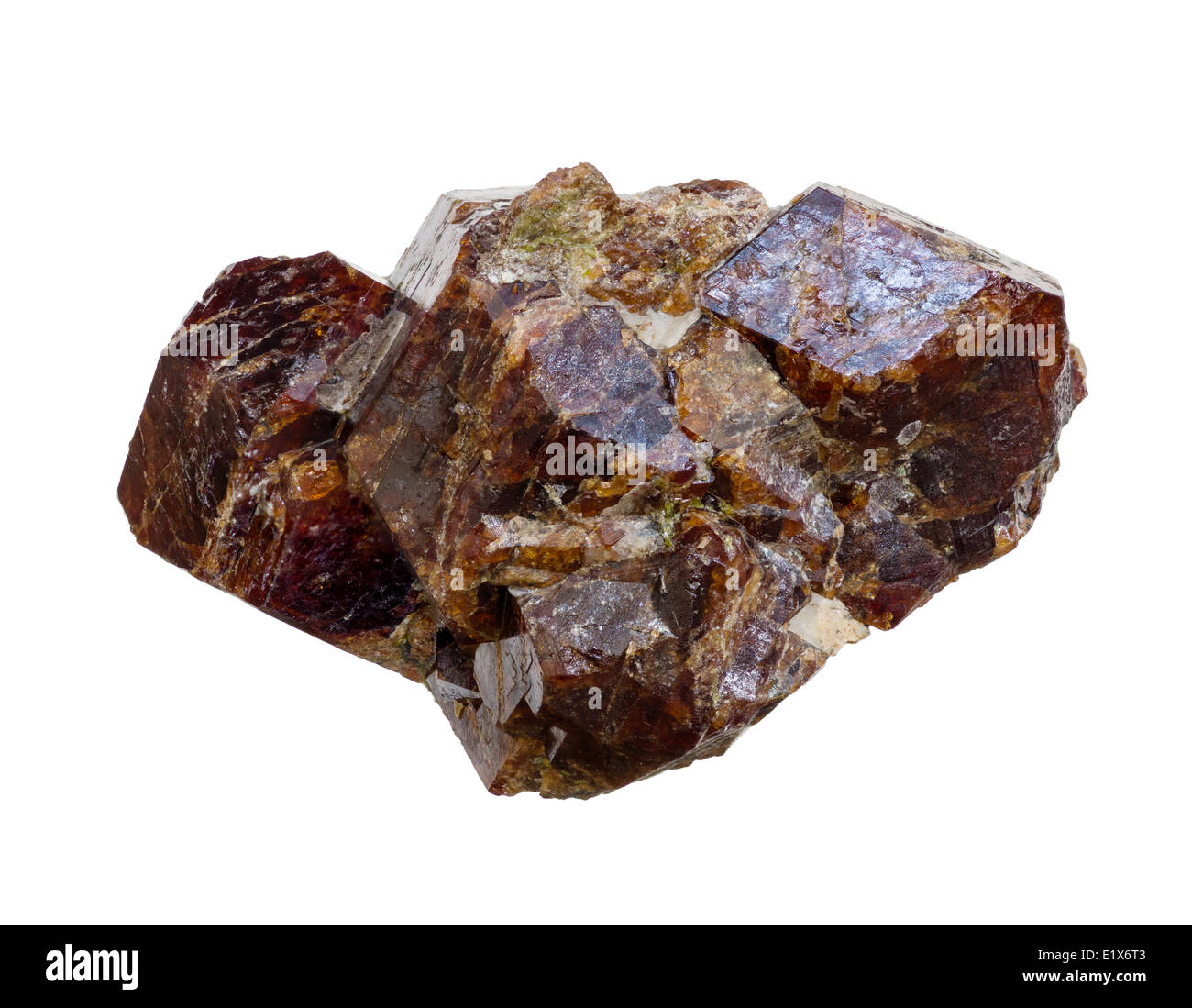 macro image of grossular garnet crystals isolated on white background Stock Photo