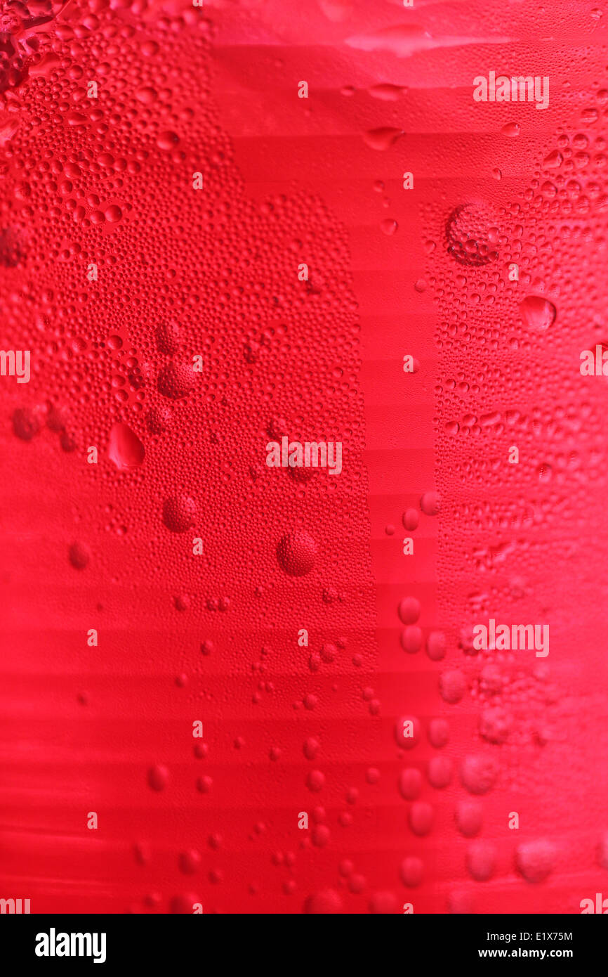 red of beverages in plastic glass for abstract background. Stock Photo