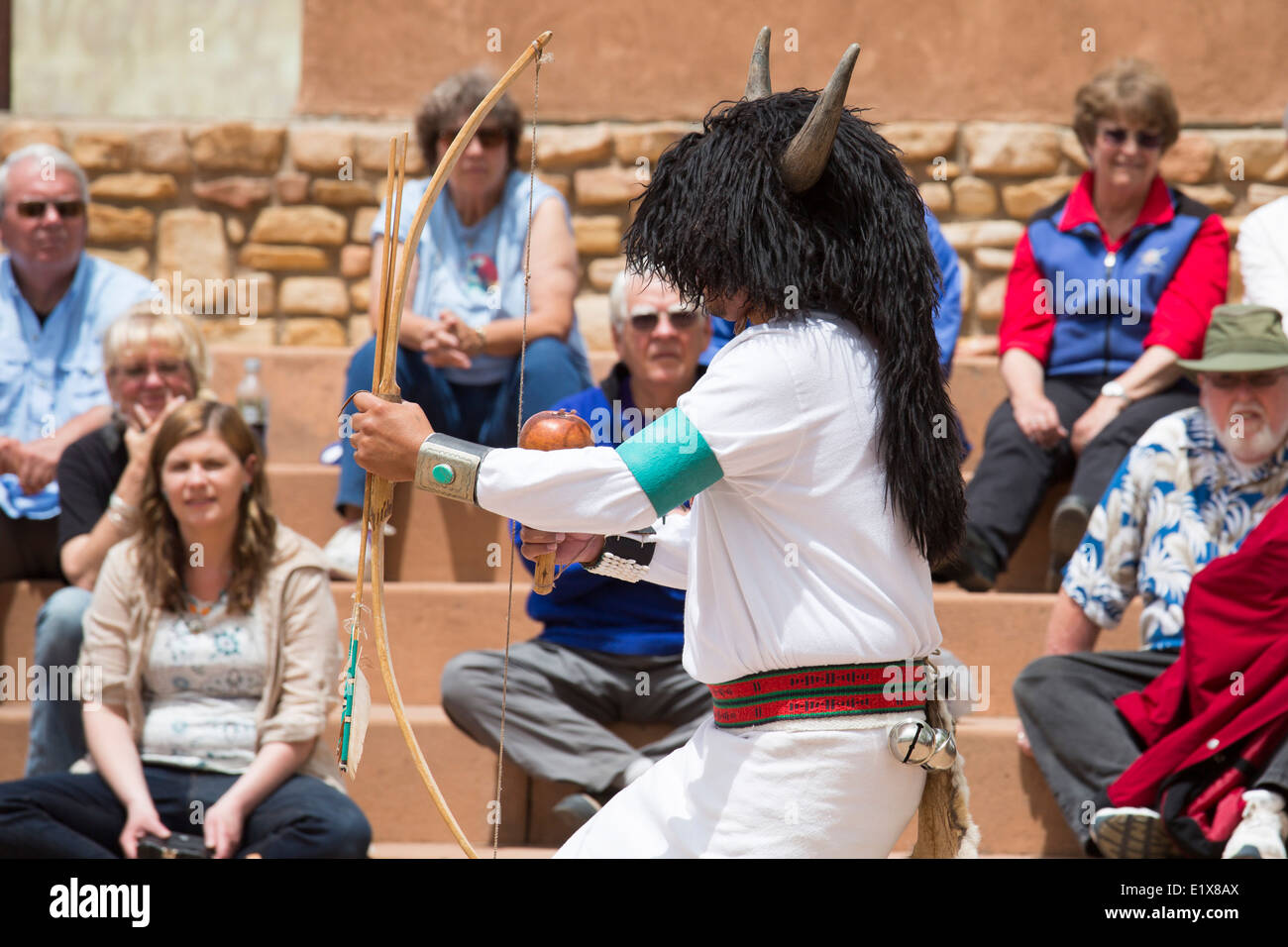 Cortez, Colorado - The Oak Canyon Dancers from Jemez Pueblo in New Mexico perform during the Indian Arts & Culture Festival. Stock Photo