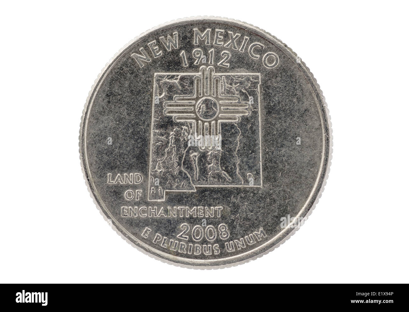 New Mexico commemorative state quarter coin isolated on white Stock