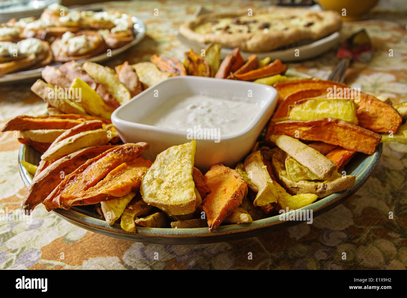 home made sweet potato appetizer with shallow depth of field Stock Photo