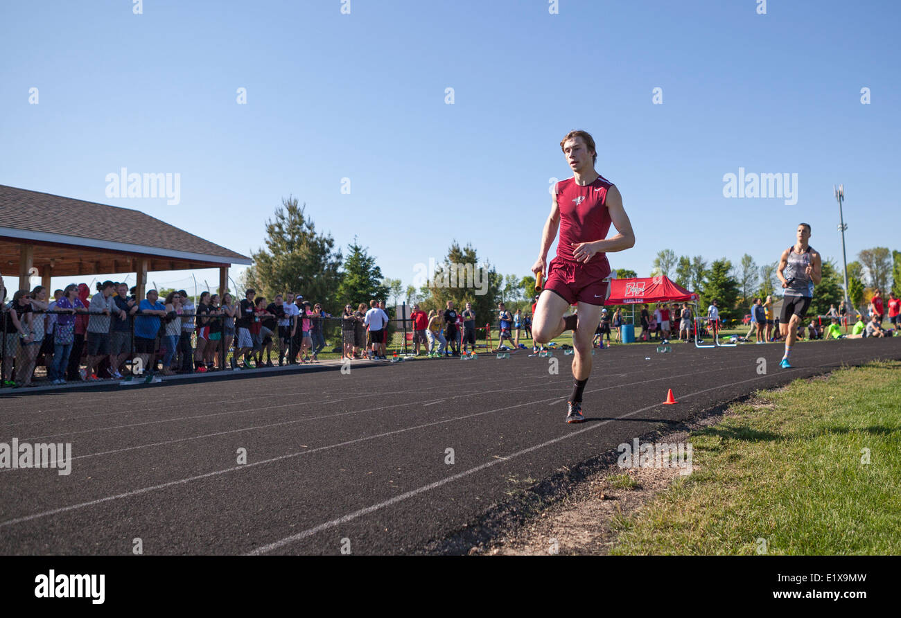 High school athletes compete in a track and field meet in Milwaukee