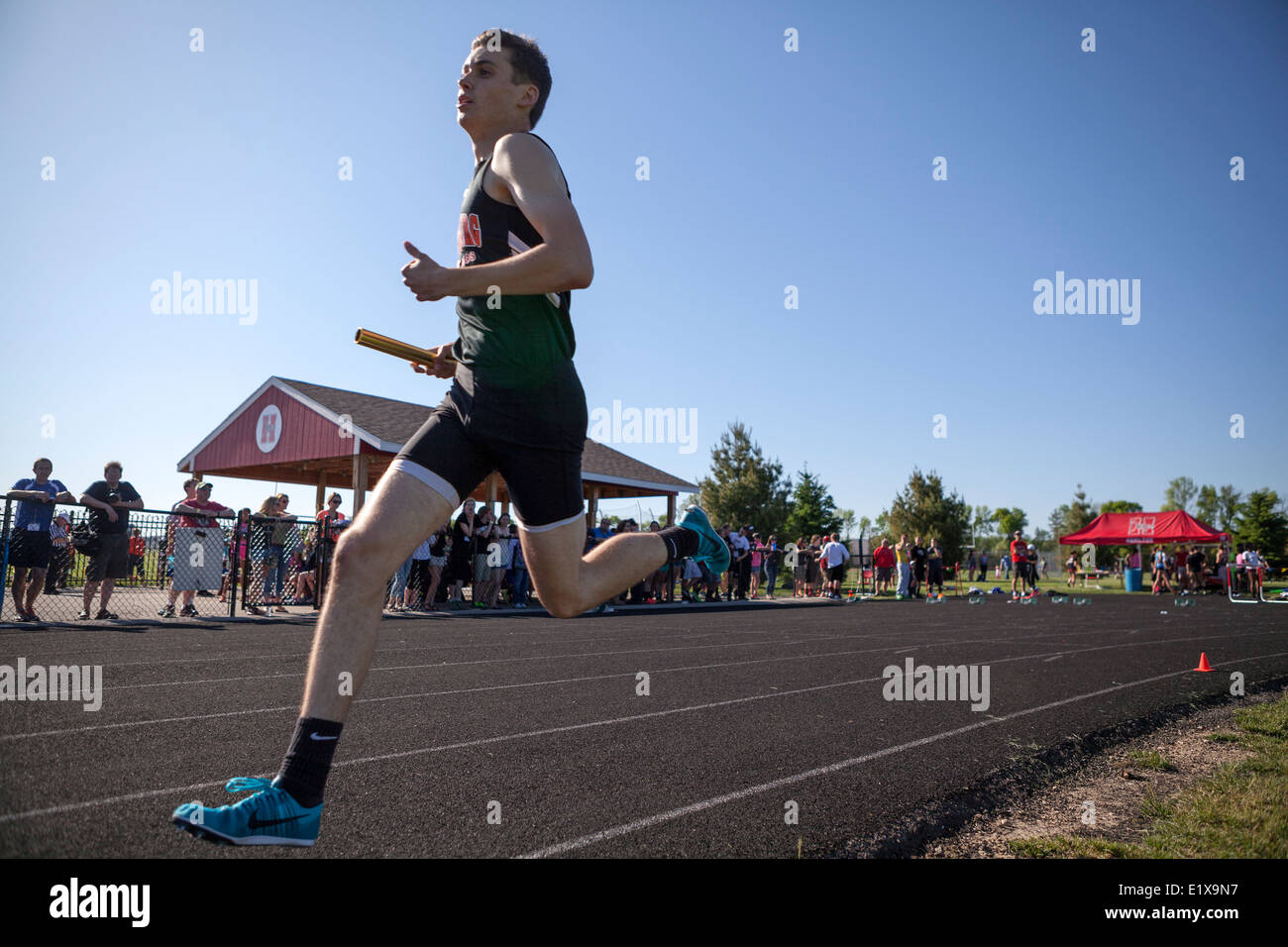High school athletes compete in a track and field meet in Milwaukee
