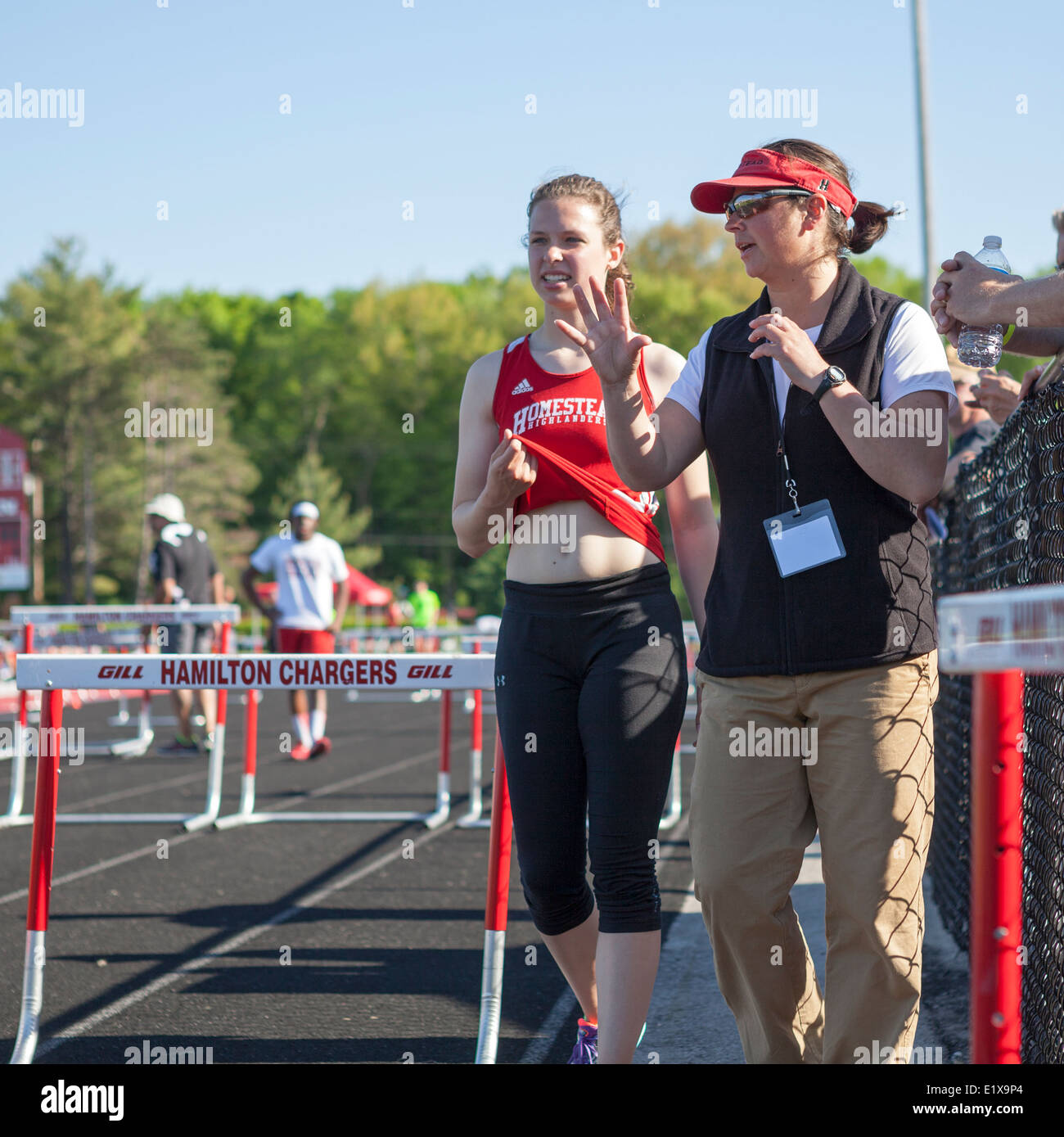 High school athletes compete in a track and field meet in Milwaukee