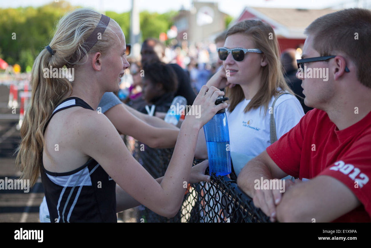 High school athletes compete in a track and field meet in Milwaukee