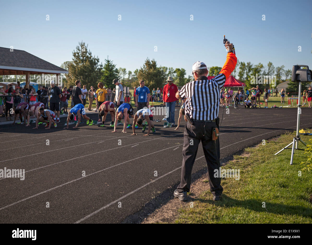 High school athletes compete in a track and field meet in Milwaukee