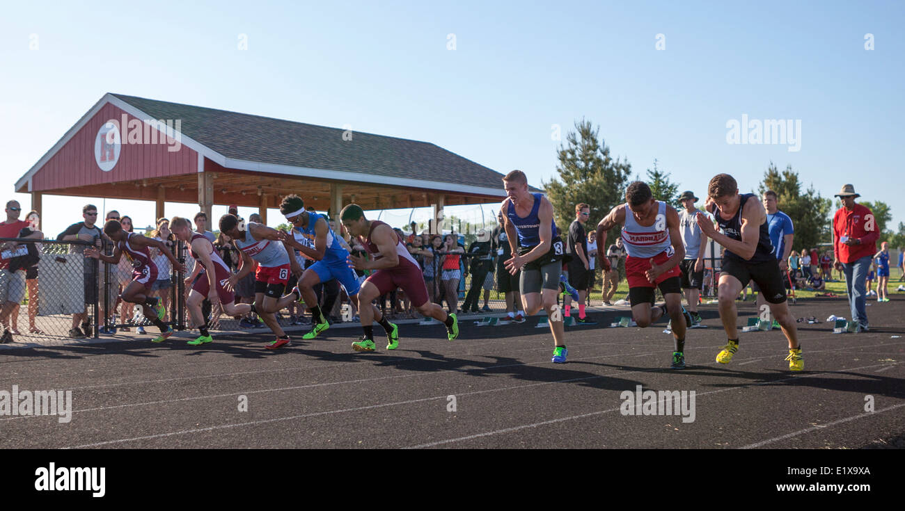 High school athletes compete in a track and field meet in Milwaukee