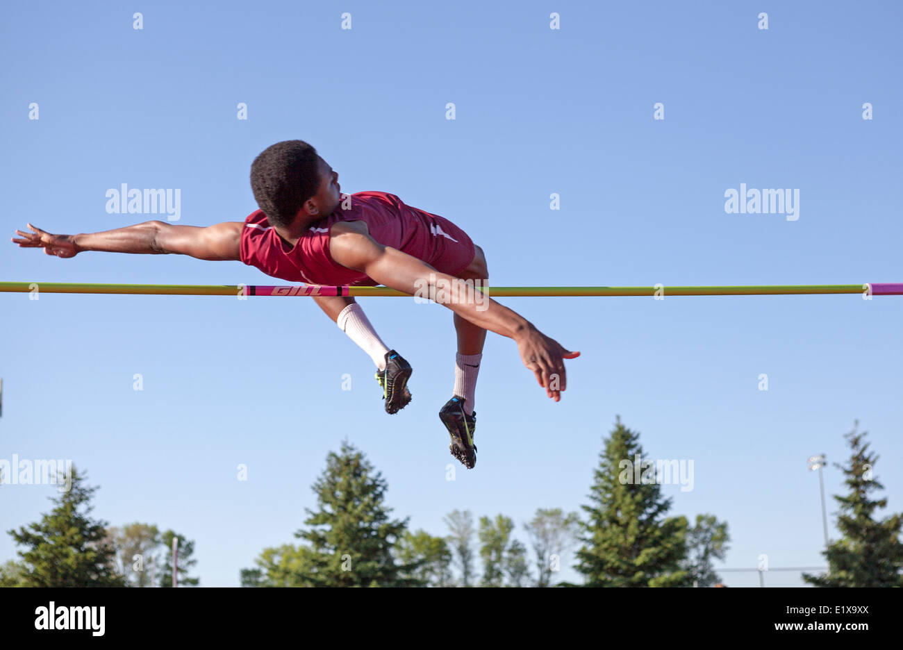 High school athletes compete in a track and field meet in Milwaukee