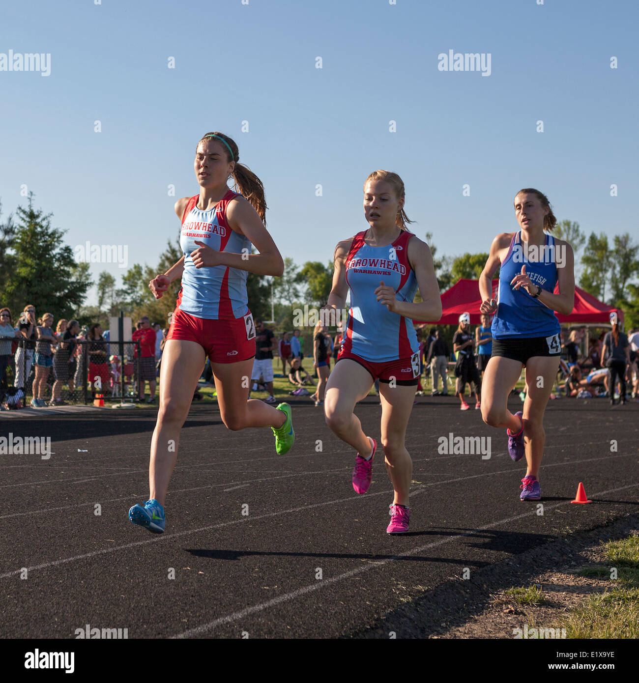 High school athletes compete in a track and field meet in Milwaukee
