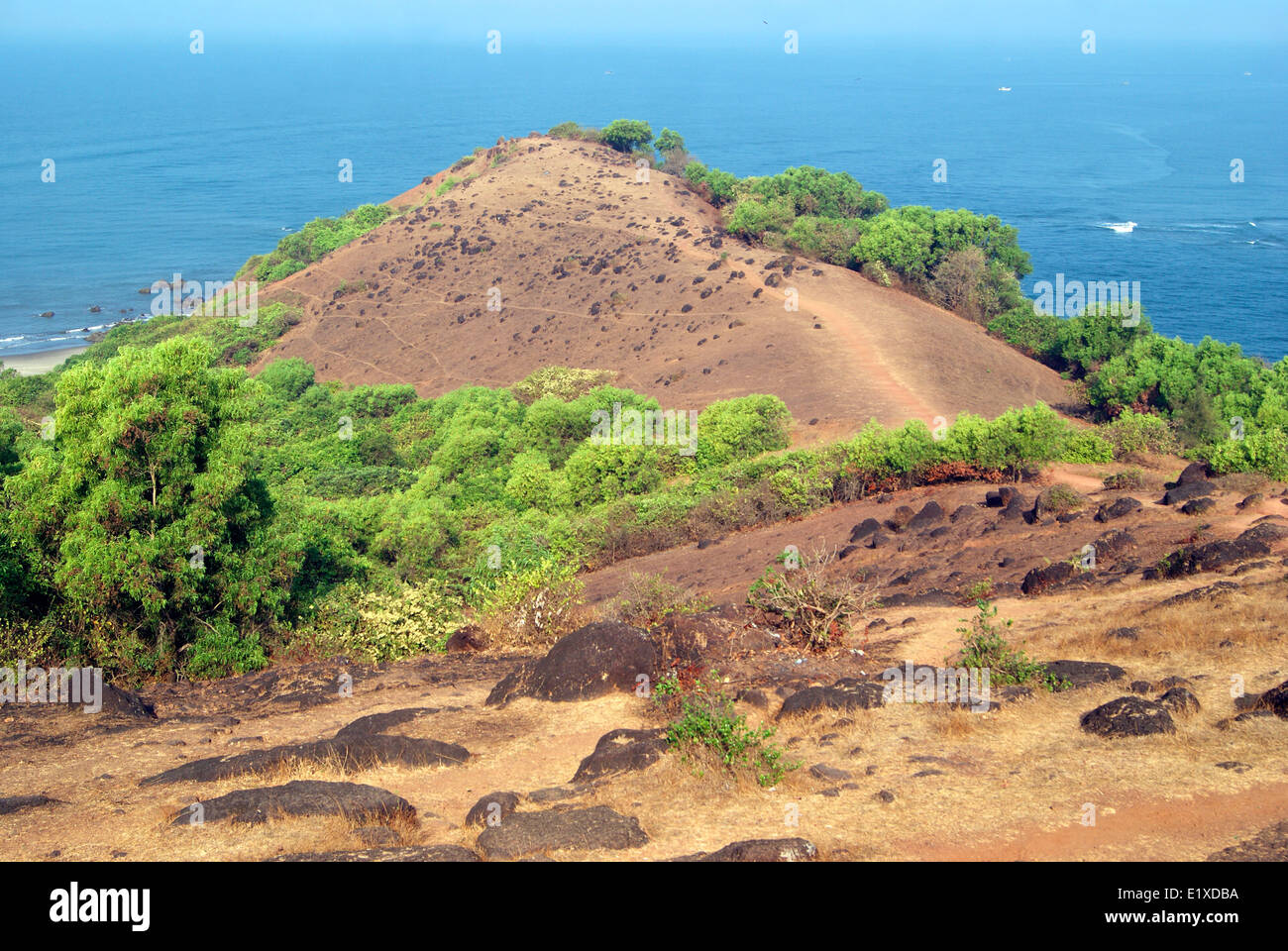 Goa India Goa Beach and Cliff Hilltop Landscape VIew Stock Photo