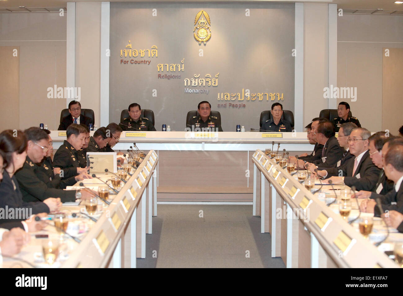 Bangkok. 11th June, 2014. Picture taken on June 11, 2014 shows a scene of the National Council for Peace and Order (NCPO) meeting with Thai ambassadors at Royal Thai Army head quarter in Bangkok, Thailand. © Pool Photo by Thai Army/Xinhua/Alamy Live News Stock Photo