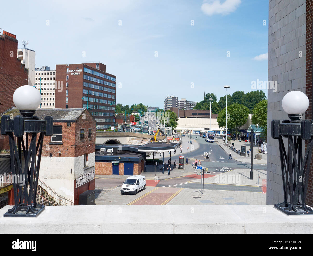 Looking into the A6 towards Wellington Road North with Mersey Square in Stockport Cheshire UK Stock Photo