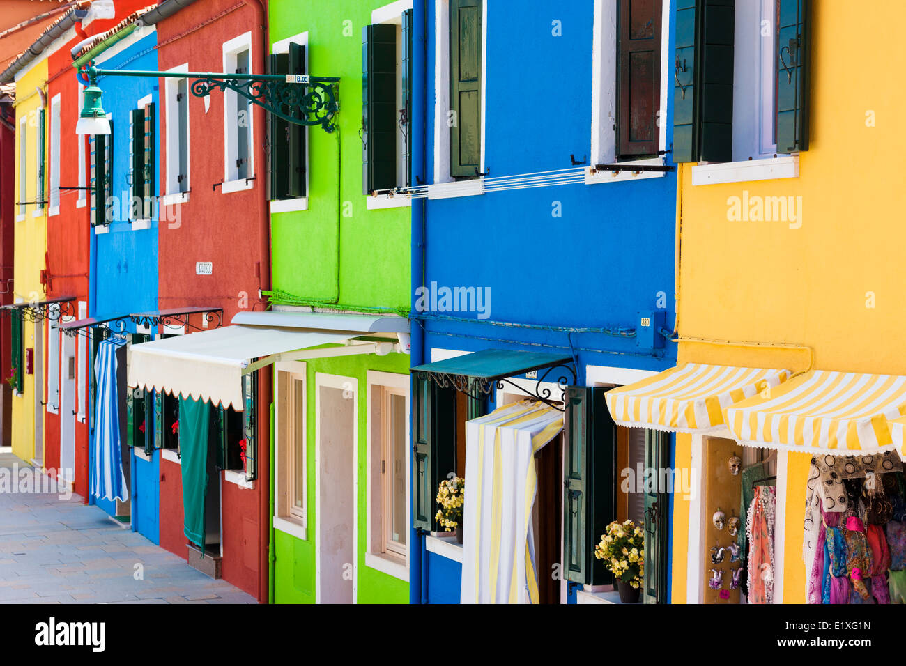 Venice landmark, Burano island, colorful houses Stock Photo