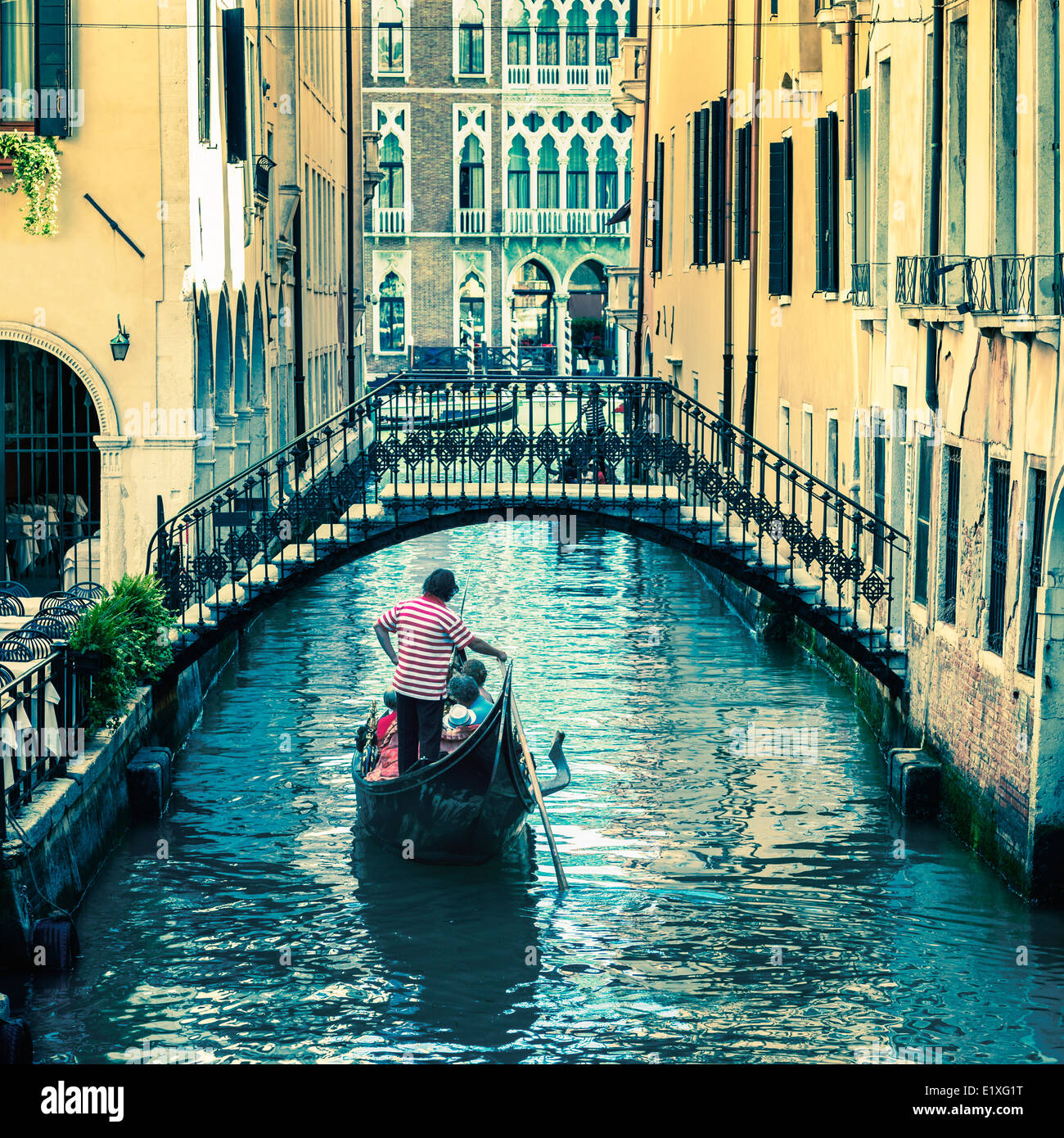 pictorial Venetian canal with gondola Stock Photo