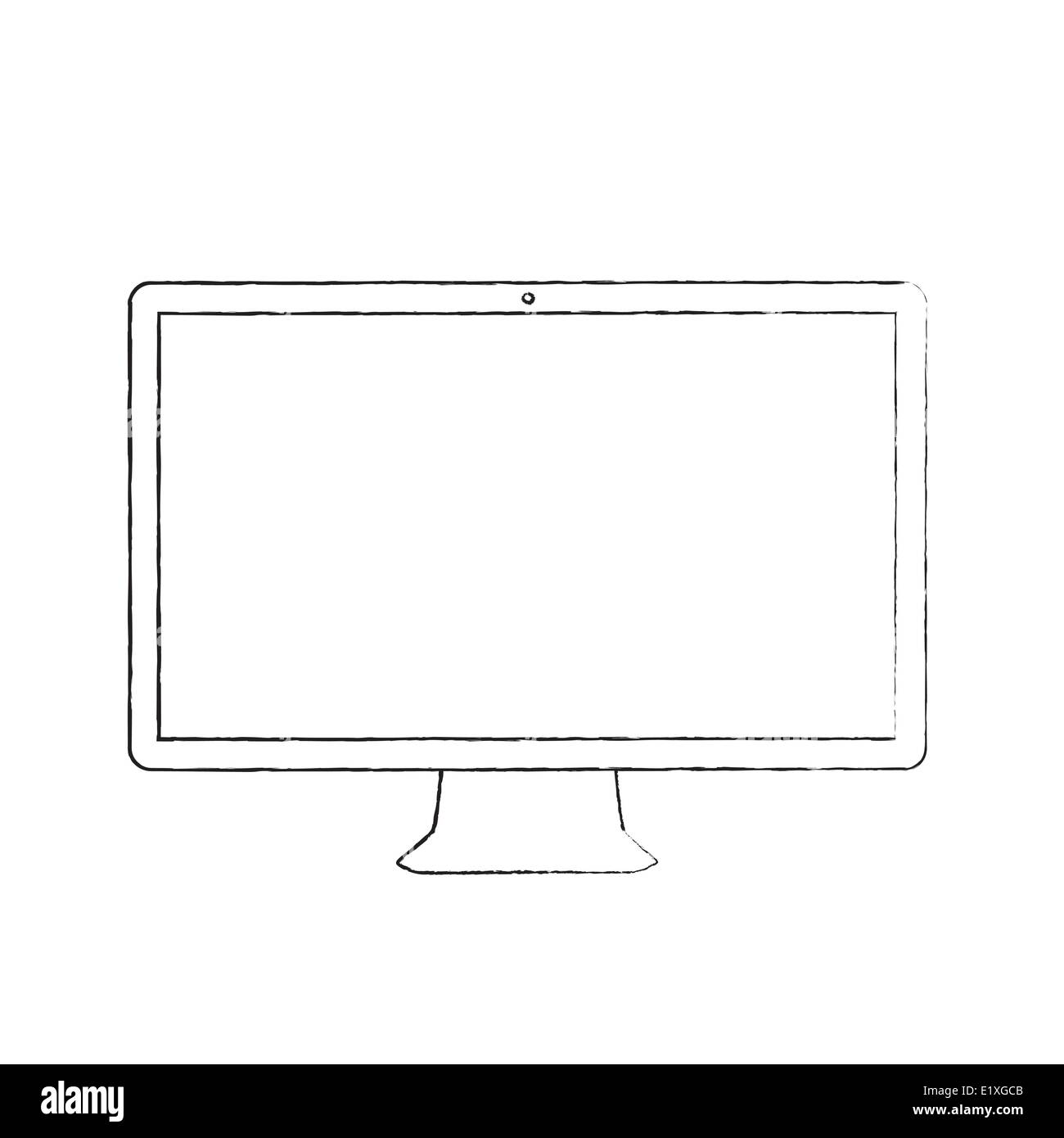 Hand-drawn computer display vector illustration Stock Vector Image