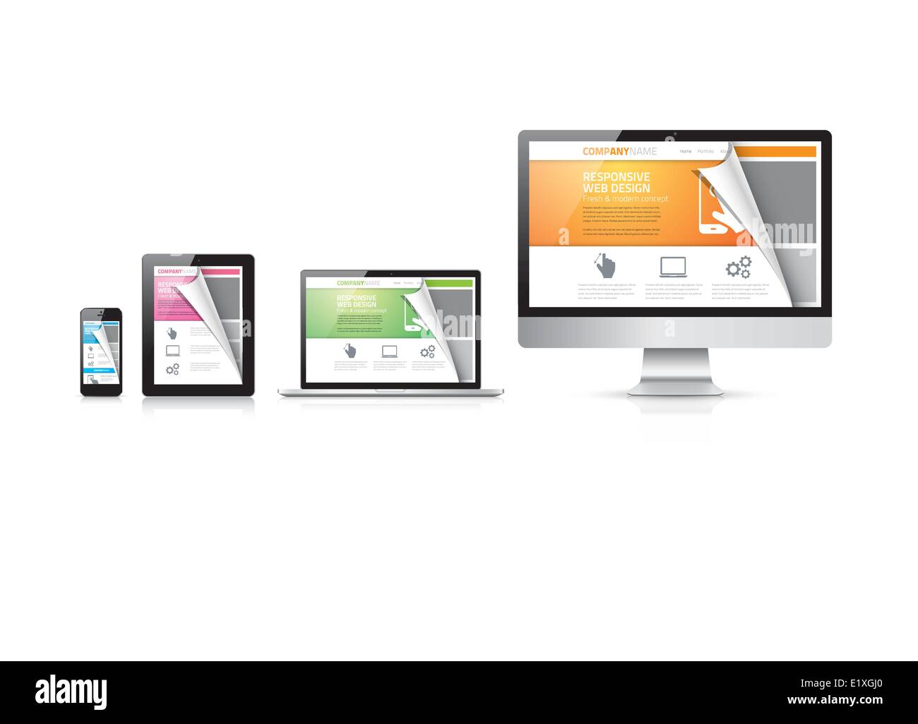 Css, html, php responsive web design concept vector Stock Vector Image ...