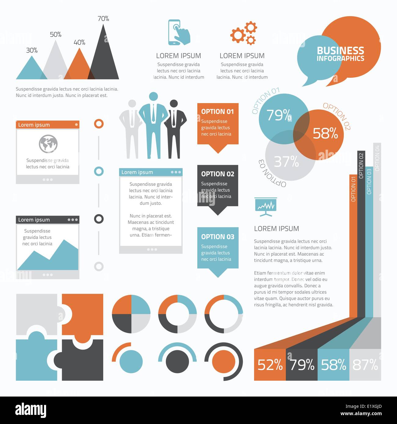 Retro business set of infographic elements vector Stock Vector Image ...