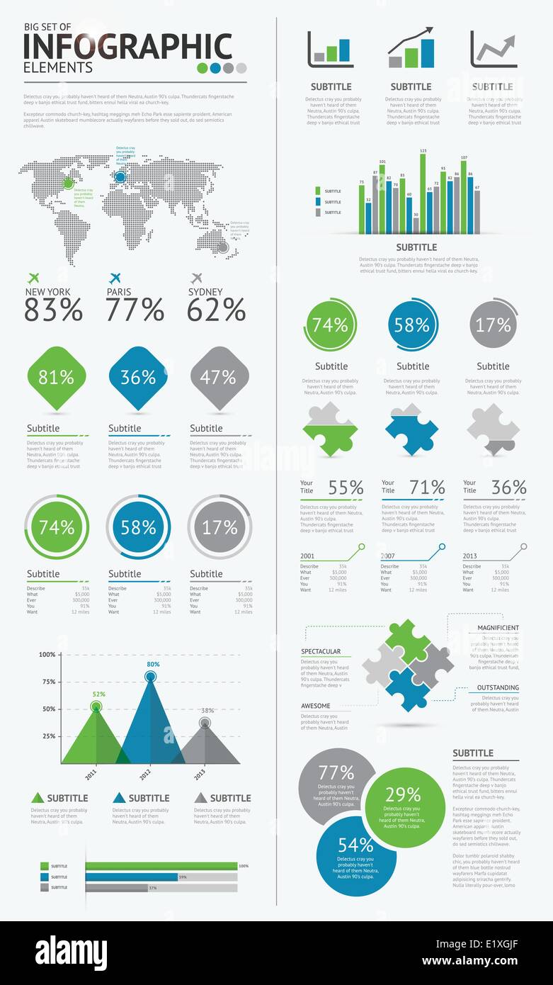 Big set of infographic business elements blue green vector EPS10 Stock ...