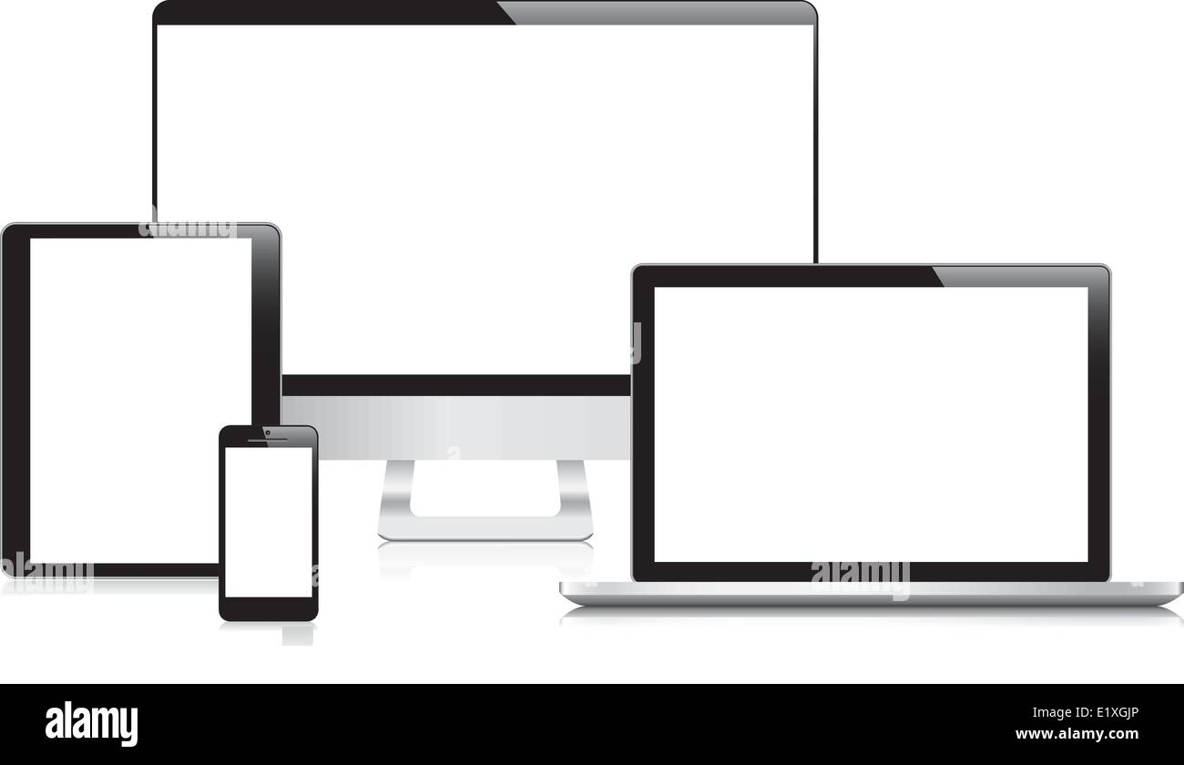 Modern computer, laptop, tablet and smartphone vectors Stock Vector ...