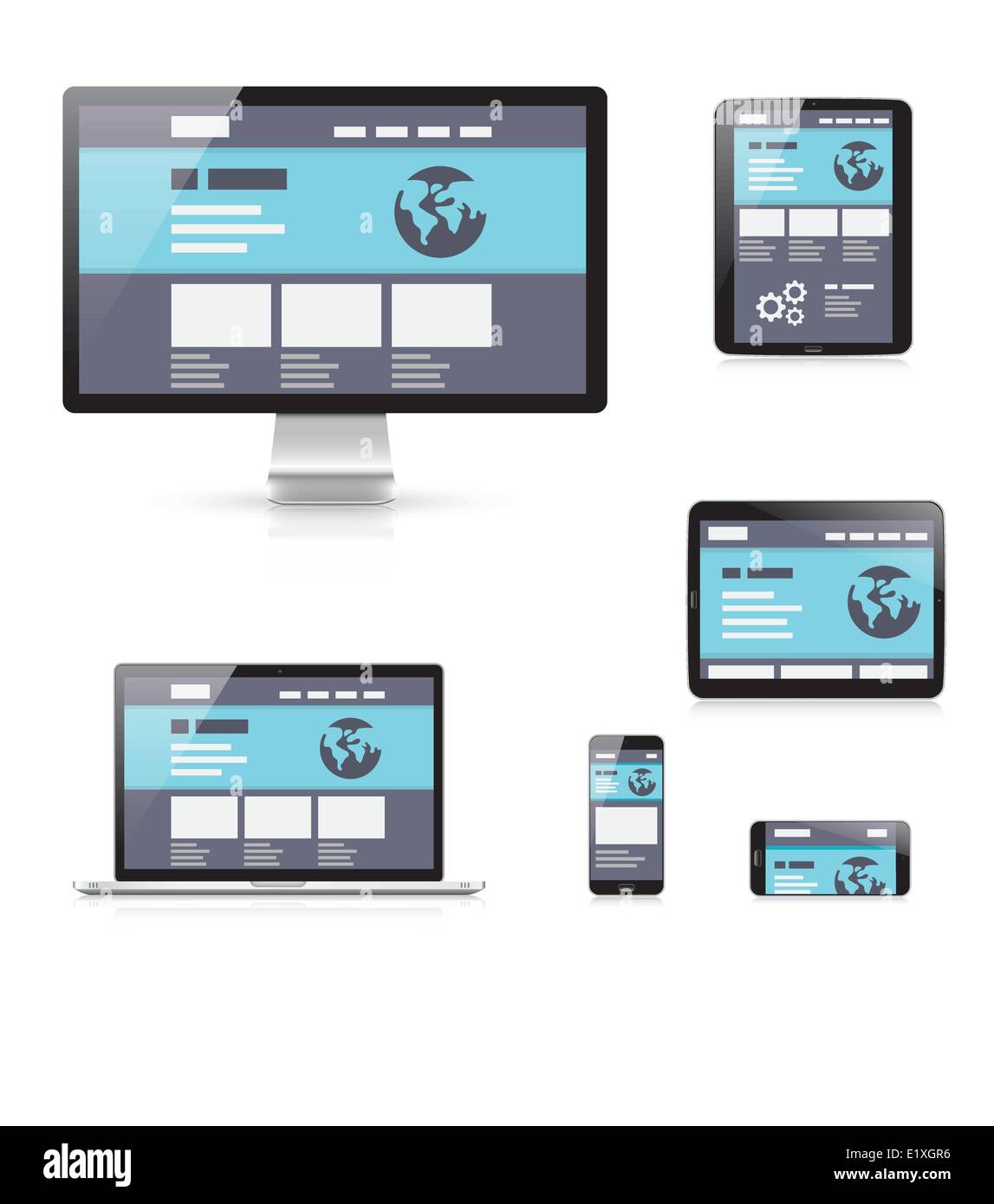 Flat responsive web development vector illustration device icons Stock ...