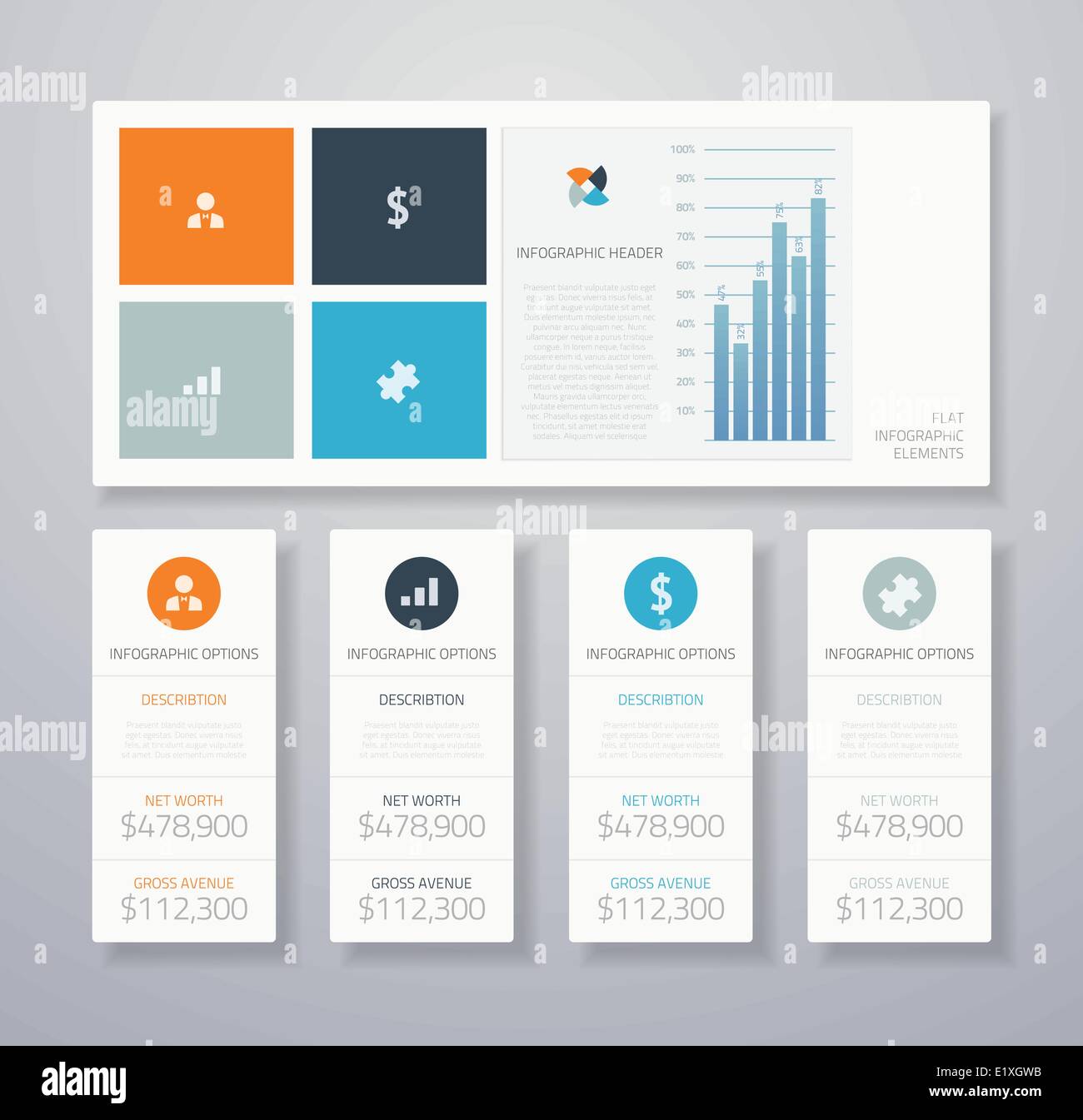 Minimal infographic flat ui elements vector illustration Stock Vector ...
