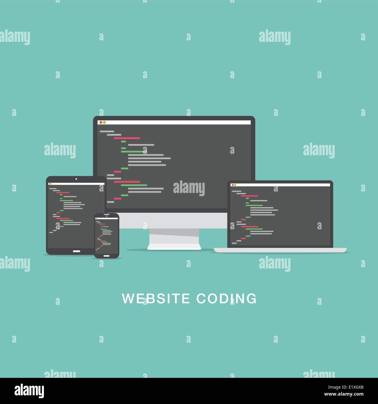 Flat website coding development vector illustration Stock Vector Image ...