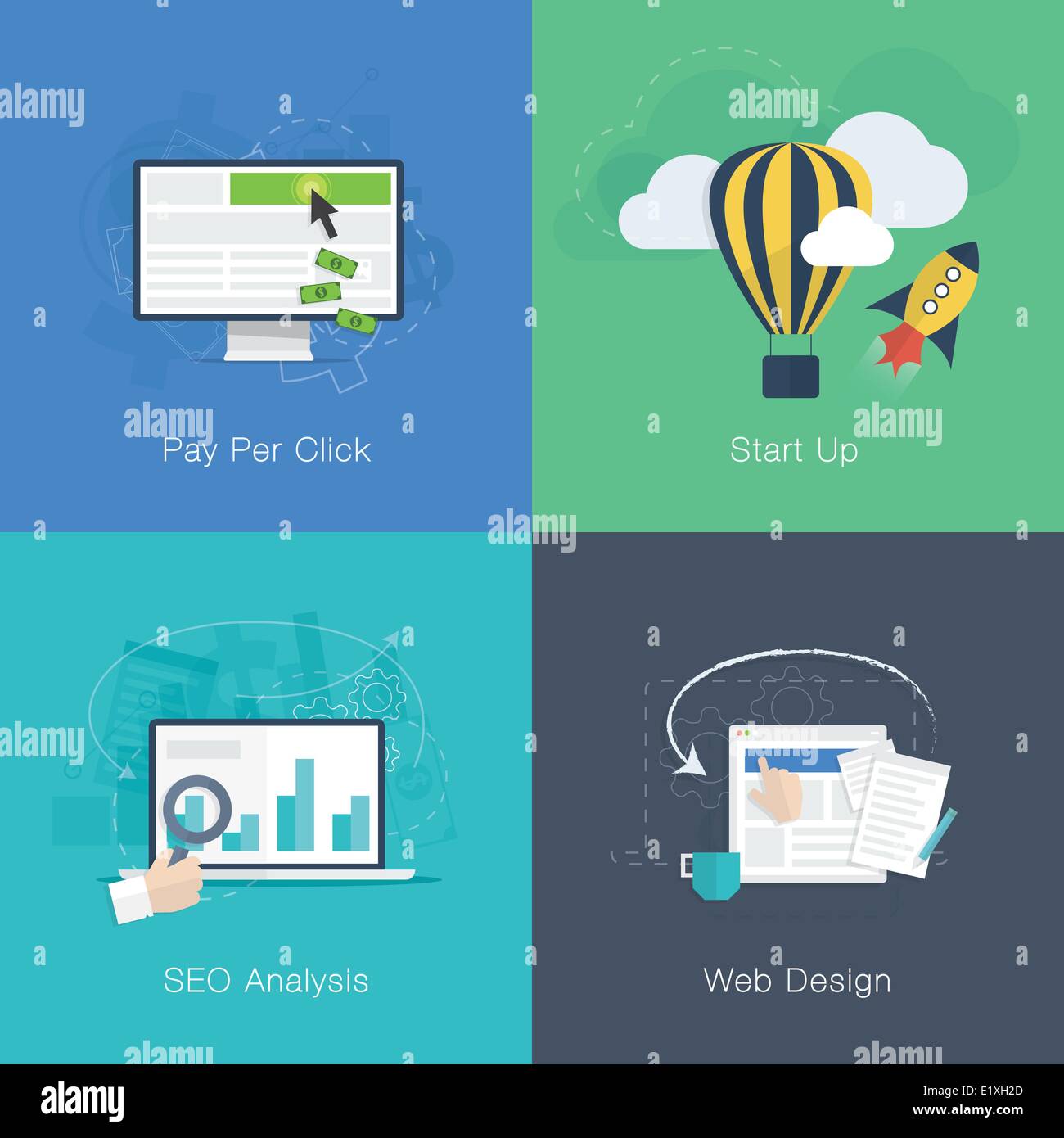 Flat web development business concepts vector set Stock Vector Image ...
