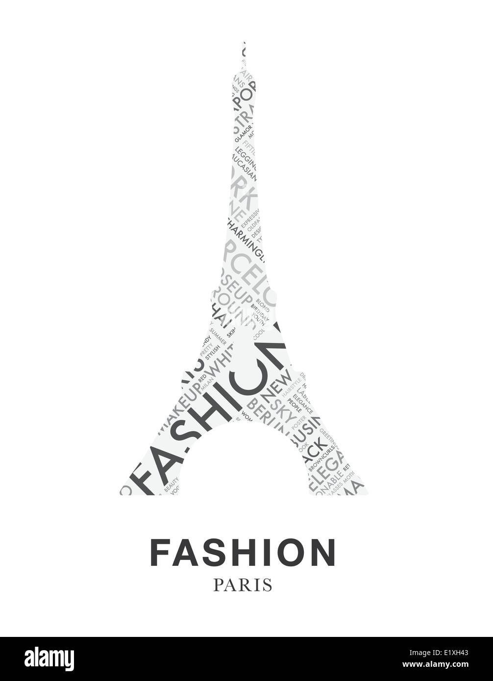 Eiffel tower paris fashion word cloud vector silhouette Stock Vector