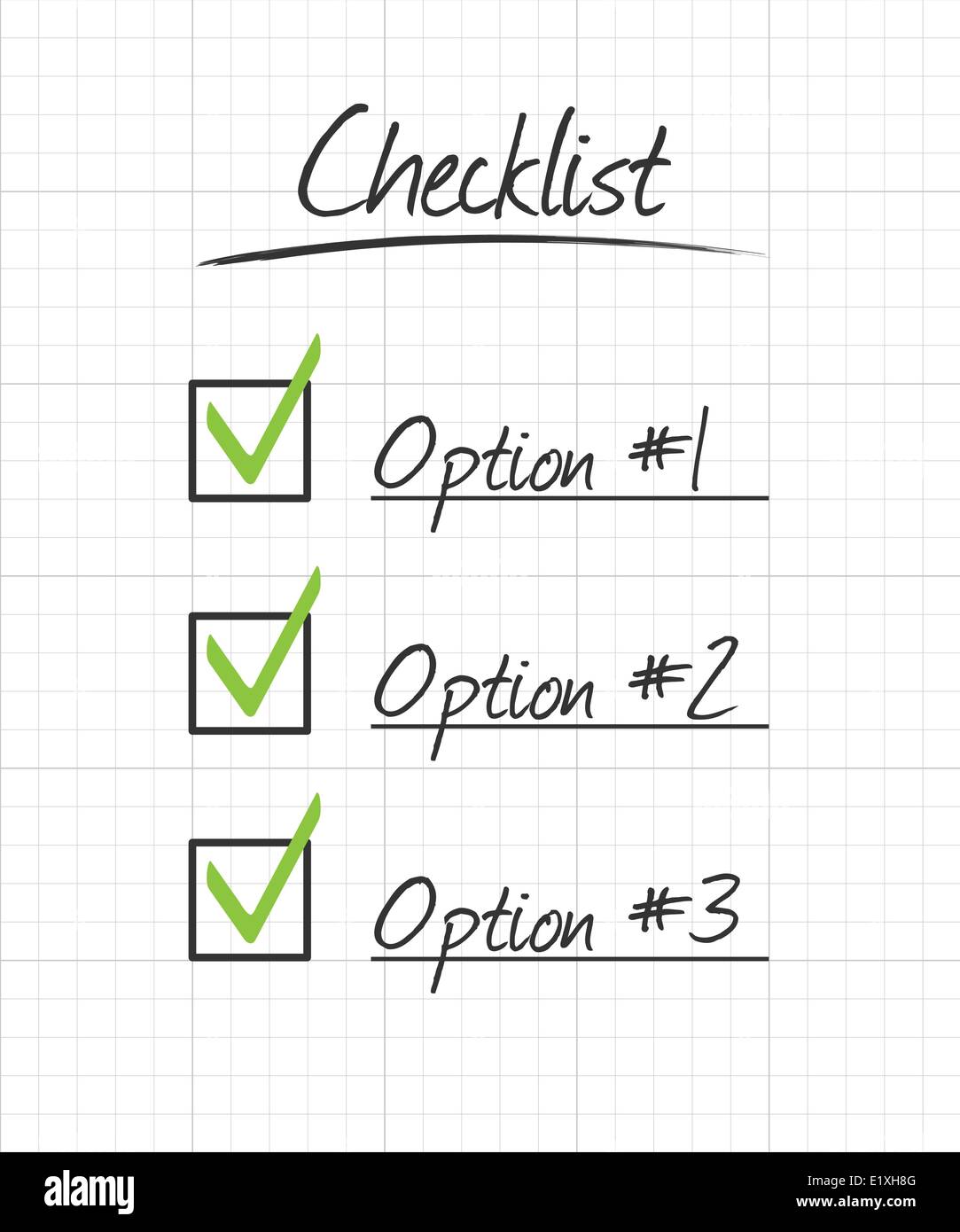Checkliste Neutral Checklist on ruled school paper grid with hand drawn syle Stock Vector ...