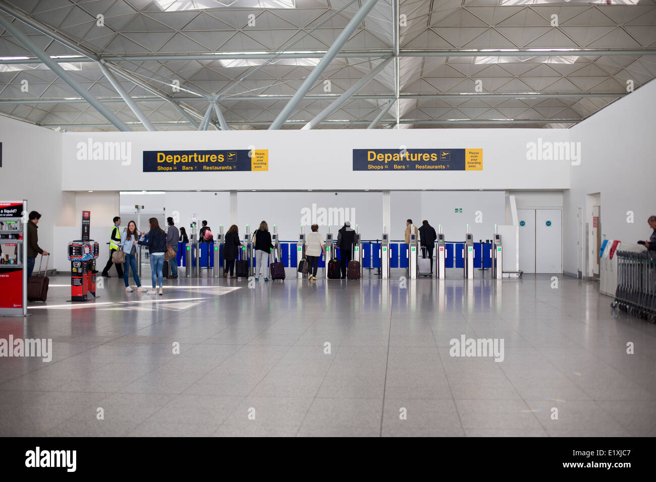 New departure hall at Stansted airport gates to security area Stock