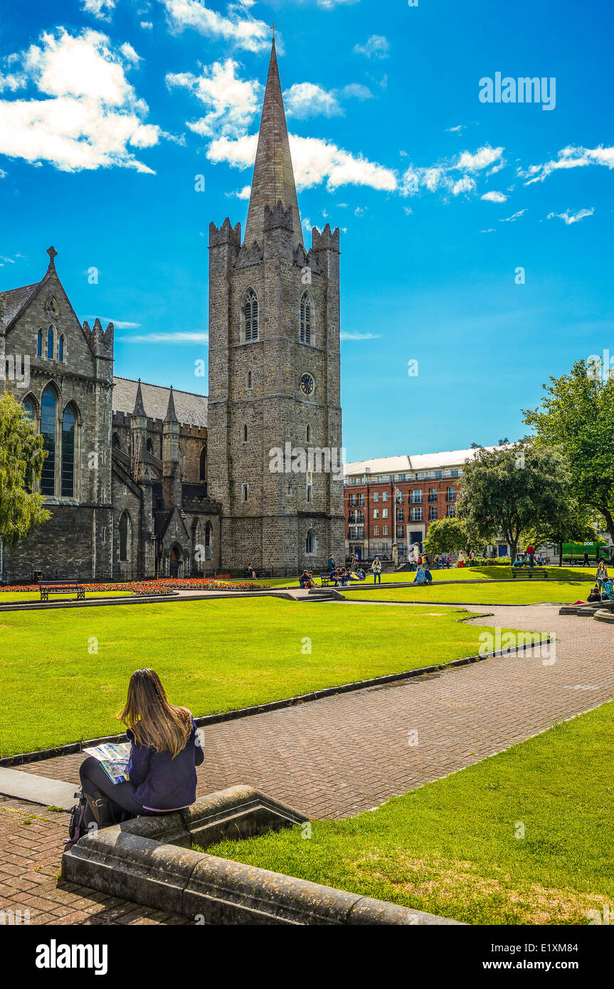 Ireland, Dublin, the St Patrik's gardens and cathedral Stock Photo