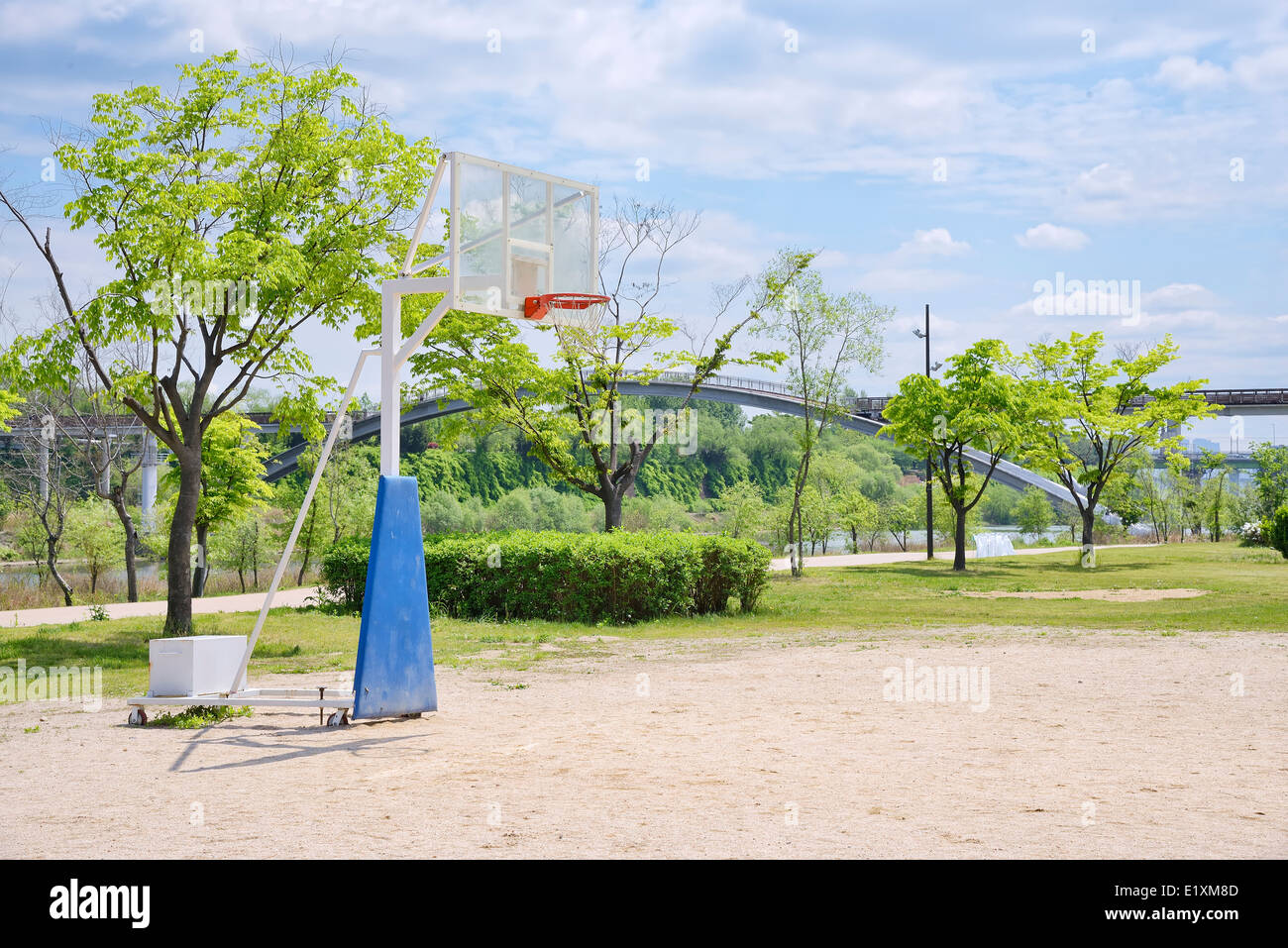 basketball hoop stand at playground in Han-river park Stock Photo
