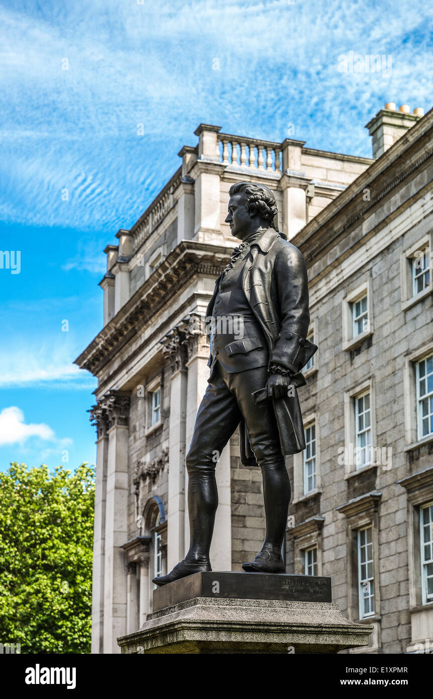 Ireland, Dublin, the Burke monument at the Trinity College entrance Stock Photo