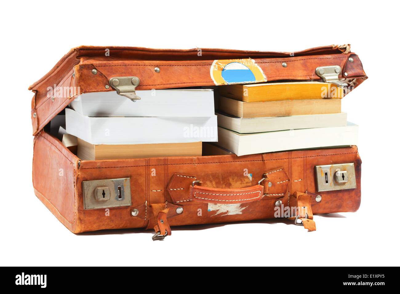 Old Leather Suitcase Filled With Books Stock Photo Alamy Old Leather Suitcase Filled With Books Stock Photo Alamy