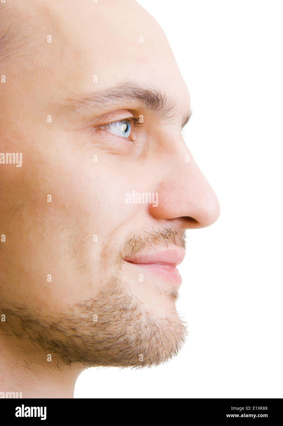 face unshaven young man in profile Stock Photo