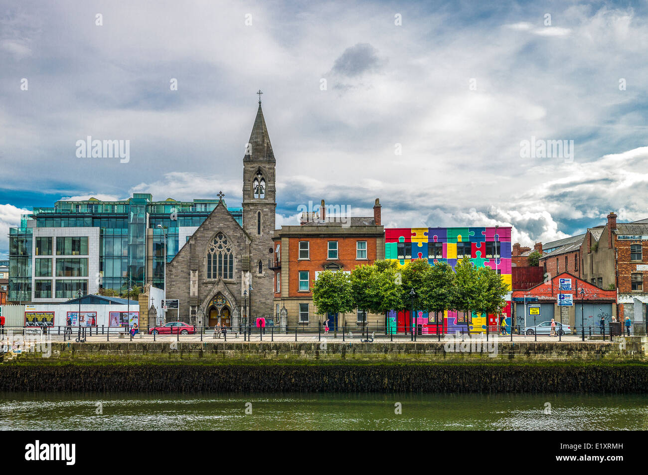 Ireland, Dublin, palaces and church of City quay Stock Photo