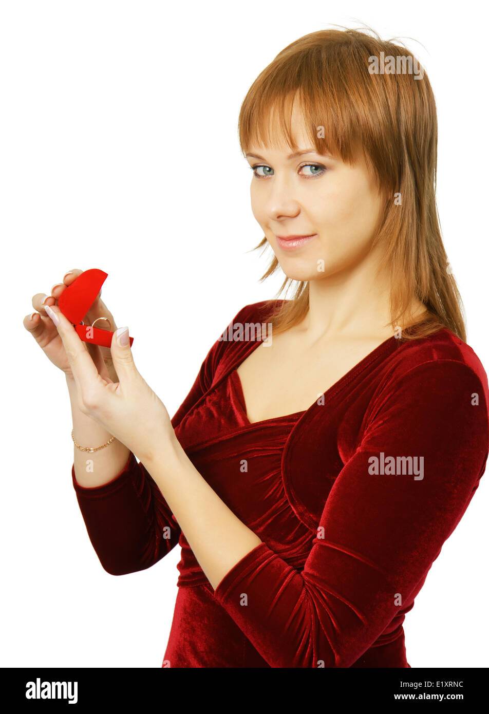 young girl with a box for rings Stock Photo Alamy
