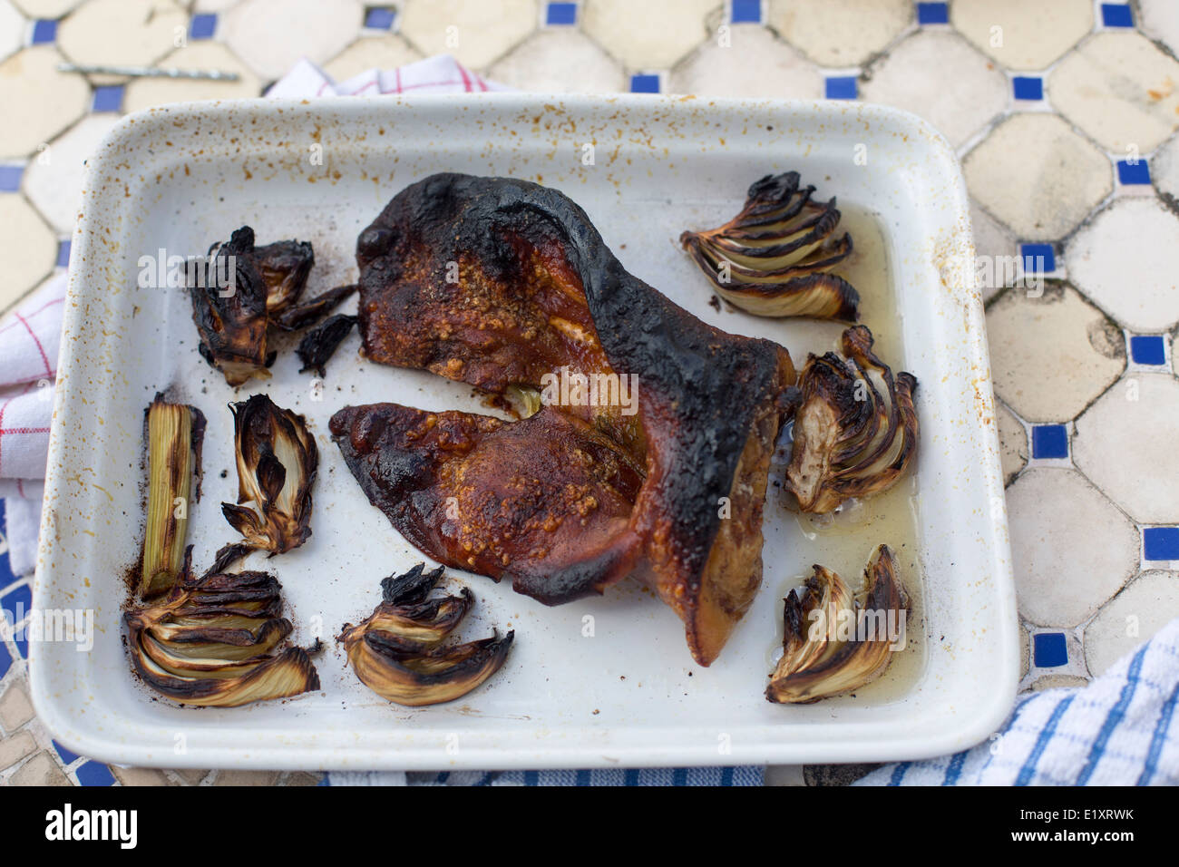 Pig's ear delicacy eating dish pork cooking cook Stock Photo Alamy