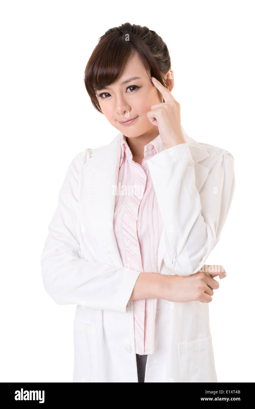 Asian doctor woman thinking Stock Photo - Alamy