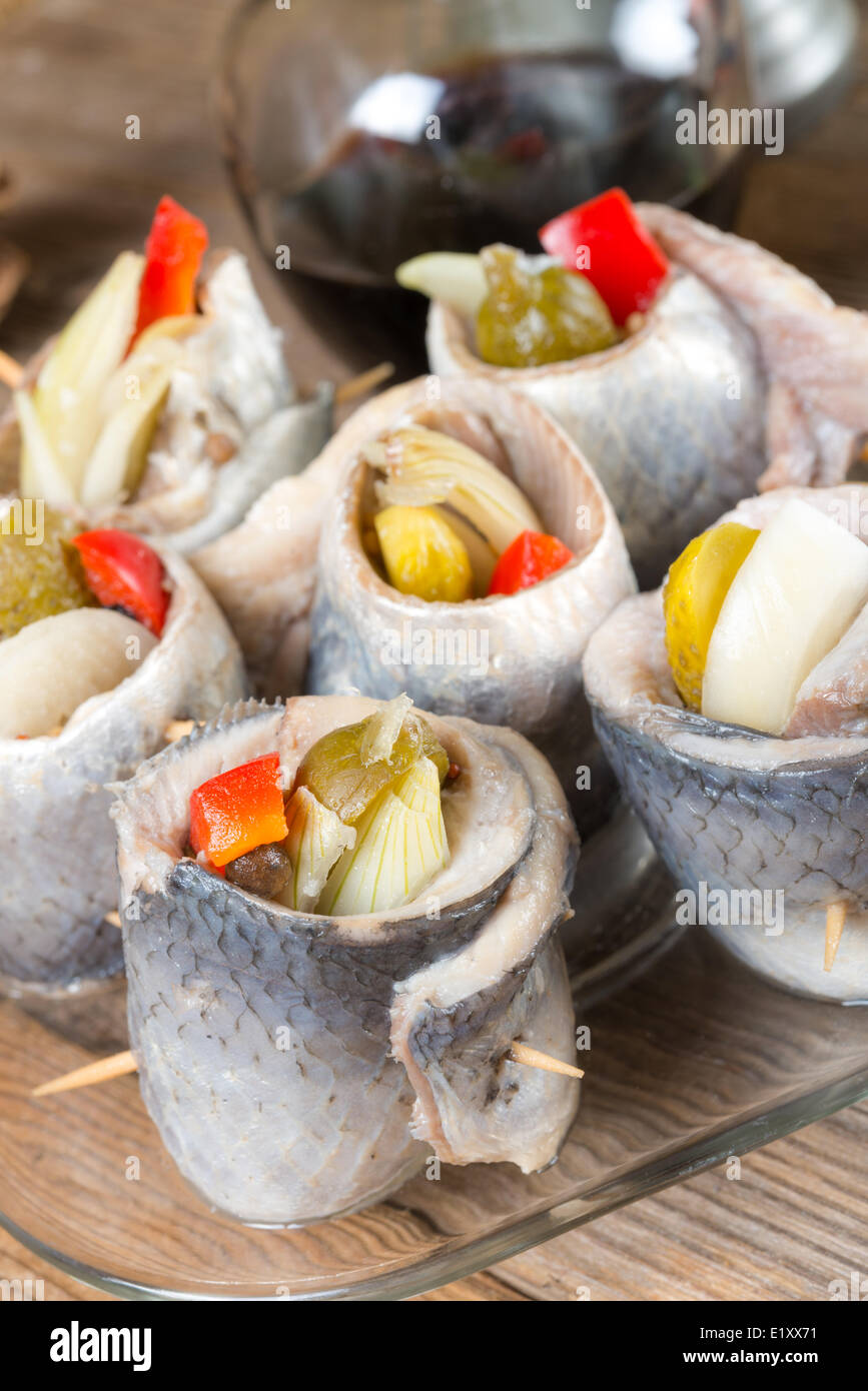 Roolmops Rollmops - pickled herring fillets Stock Photo - Alamy